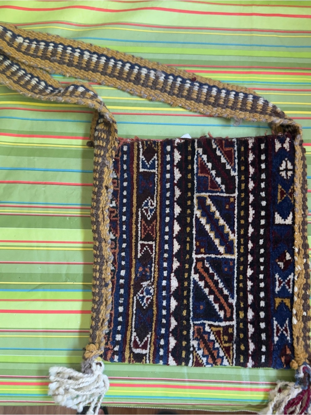 Vintage Rug Bag in Navy and Mustard